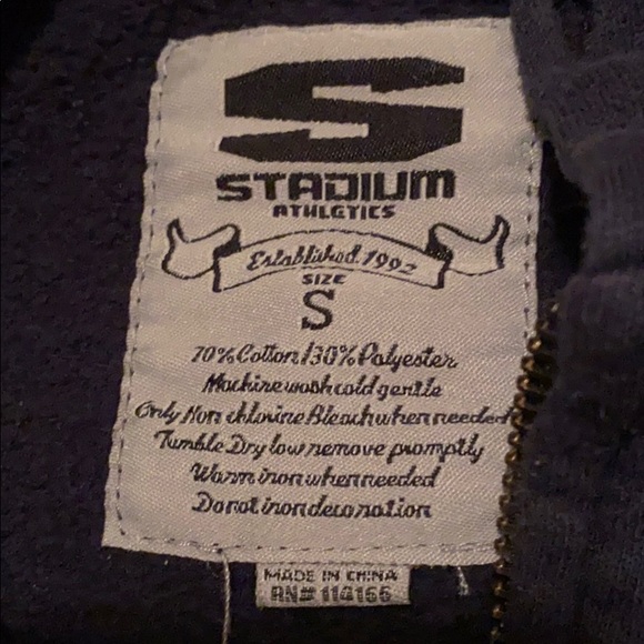 Pitt Stitched Lettering Spellout Navy Zip Jacket - Picture 7 of 8
